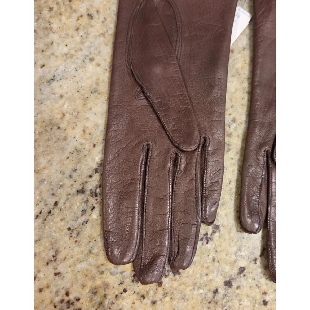 New! Vintage Women's Size S 6.5 Brown Soft Leather Lined Gloves Italy